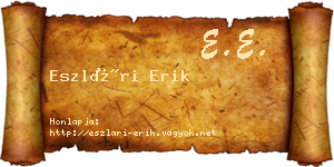 Eszlári Erik névjegykártya